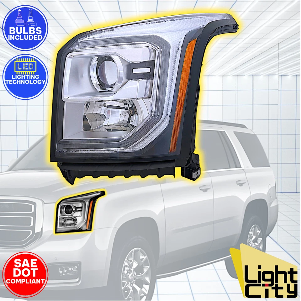 [Halógeno] Faro proyector lateral del conductor LED DRL LH para GMC Yukon 2015-2017 Foto 1 de 4