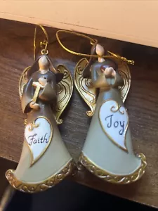 2 Christmas Ornaments Unbranded Angel's Angel Faith Cross & Hope Heart - Picture 1 of 12