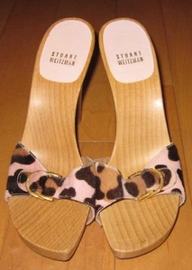 Stuart Weitzman Womens Pink & Brown Animal Hair Print Sandals Heels 8 M - Picture 1 of 5