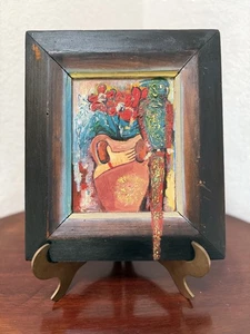 ORIG Mid Century Bulgarische Volkskunst Ölgemälde auf Karton signiert Milan Milanov - Bild 1 von 9