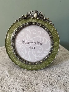 "Nuevo marco de fotos redondo Colette et Cie esmalte perla 4x4""" - Imagen 1 de 6