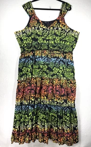 Phool Dress Size 3XL Plus Sleeveless Tie Dye Tropical Tiered Maxi Cotton Beach* - Picture 1 of 14