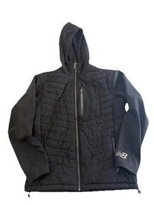 New Balance Full-Zip Quilted Soft Shell Fleece Black Jacket Mens S Read - Picture 1 of 12