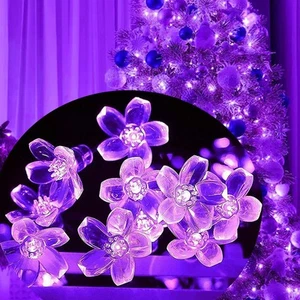 String Lights, Purple Lights Room Decor Flower String Lights 33 Feet 100LED 8... - Picture 1 of 8