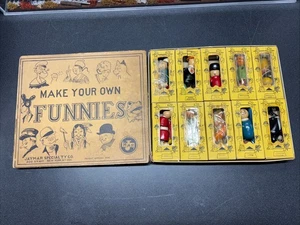 SET GIOCATTOLO VINTAGE "MAKE YOUR OWN FUNNIES" DI JAYMAR anni '40 (RARO!) - Foto 1 di 24