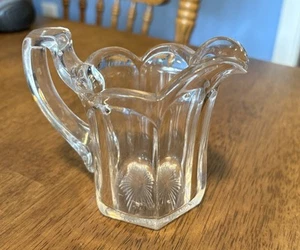 Libbey Press Cut Table Size Creamer In Sunburst Pattern c 1910-1930 - Picture 1 of 4