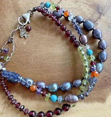 NWT Sundance Peyote Bird Labradorite Ruby Smoky Quartz Silver Beaded Bracelet - Image 1 of 4