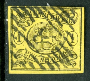 Alemania Estados 1861 Braunschweig 1 sgr Amarillo Scott #17 VFU I24 - Imagen 1 de 6
