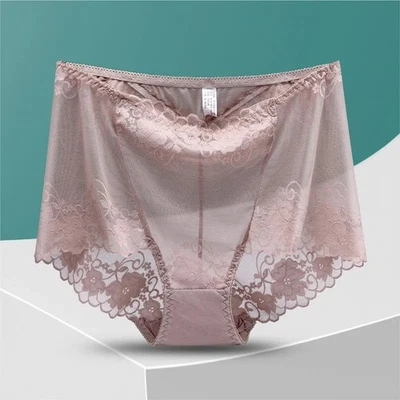 Mujeres Sexy Talla Grande Calzoncillo Transparente Encaje Cintura Alta Ropa Interior L-4XL Foto 1 de 4