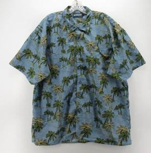 VINTAGE McGregor Shirt Men Large Blue Loop Collar Sport Hawaiian Camp Tropical - Picture 1 of 13