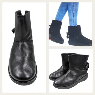 FitFlop Waterproof MUKLUK Leather Tassel Booties EUC $210 Size 6.5  S3119 - Image 1 of 4