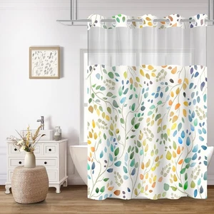 CTOTSYC Duschvorhang ohne Haken mit Snap in Liner Set, Boho Aquarell Blumen... - Bild 1 von 7