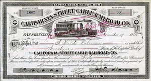 1919 California Street Cable RR Aktienzertifikat - Bild 1 von 1