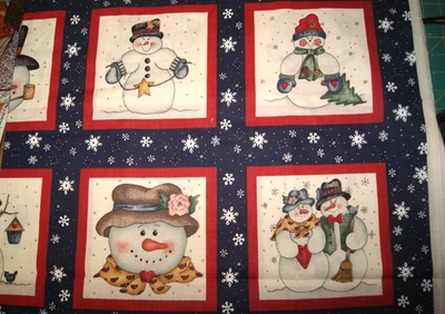 Diana Marcum Marcus Bros Snowman Snowmen 20 Block Panel Fabric - Image 1 of 4