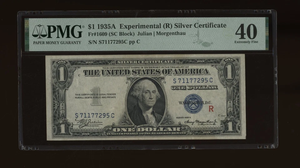 DBR 1935-A $1 Silver Experimental (R) Fr. 1609 PMG XF-40 Serial S71177295C - Image 1 of 2
