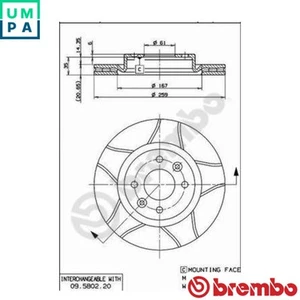 2x BRAKE DISC 09.5802.76 FOR RENAULT 19/II/Cabriolet/Chamade/Hatchback/Van 1.7L - Picture 1 of 7