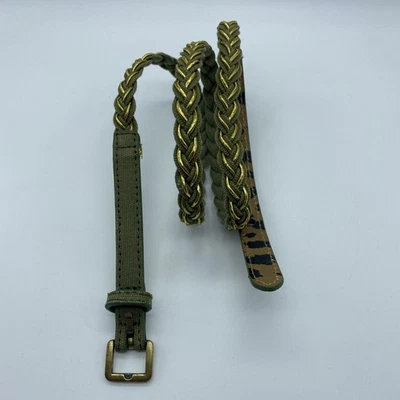 Unbranded Green w/ Gold Woven Skinny Belt Women's Size M - Image 1 of 4