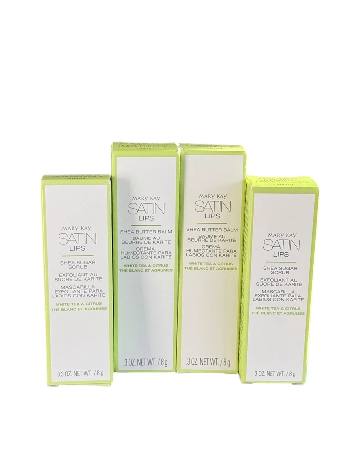 Mary Kay Té Blanco y Cítricos Satinado Labios Manteca de Karité Bálsamo y Exfoliante de Azúcar 2 CONJUNTOS NUEVO EN CAJA Foto 1 de 3