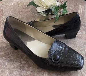 George  Women's Croc Brown Patent Leather Heel Pump Shoes Size 11 EUC - Picture 1 of 10