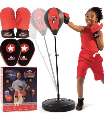 Juego de saco de boxeo de juguete con soporte ajustable para niños pequeños guante de boxeo bola de velocidad Foto 1 de 4