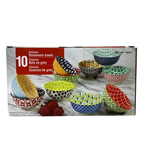 Certified International Corp 10 Piece Chelsea Boho Bowl Set Ice Cream Fruit NIB - Picture 1 of 5