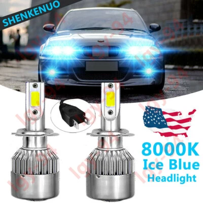 2 件 H7 8000K LED 高光束车头灯 DRL 灯泡 110W 大功率适用于宝马 E46 — 第 1/4 张图片