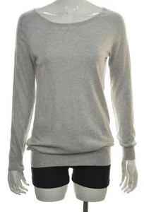 Suéter para mujer Uniqlo talla L gris liso cuello de barco manga larga mezcla algodón - Imagen 1 de 5