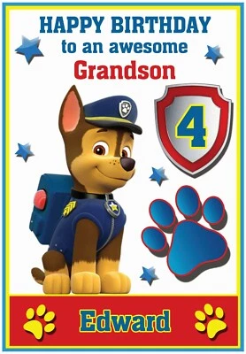 Personalised Paw Patrol Inspired Birthday Card (6 Designs) - Gorgeous !