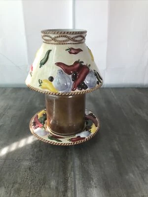 Salt City Candle Holder Shade & Plate Chili Pepper Scene  Candle Not Included - Image 1 of 4