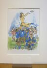 Rugby game humorous cartoon print (vintage) on a new mount