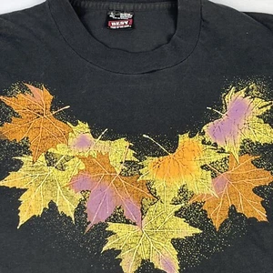 Vtg Single Stitch T Shirt Fall Leaves Graphic L Fruit of the Loom Best USA Made - Picture 1 of 14