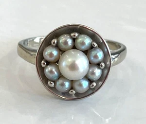 14k White Gold Pearls Ring Size 8.5 - Picture 1 of 5