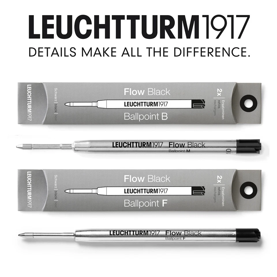 Leuchtturm1917 BLACK Ballpoint Pen Refills FINE or BROAD for Drehgriffel Nr.1 - Image 1 of 1