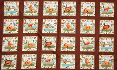 WINDHAM FABRICS Woodland Animals Fox Owl Moose Wild Woods Cotton Fabric Windham - 24"X44" PANEL