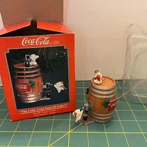 1992 Enesco Coca Cola Coke The Cold Crisp Taste Barrel Christmas Ornament - Picture 1 of 7