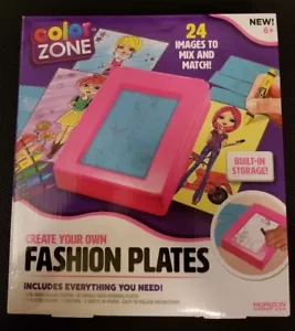 Color Zone Create Your Own Fashion Plates Coloring Set Fashion Girl Art Coloring - Picture 1 of 4