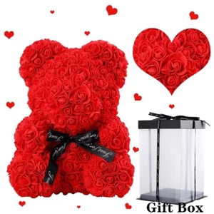 Wedding Rose Teddy Bear with Box for Women Valentines Girlfriend Birthday Gifts - Picture 1 of 12