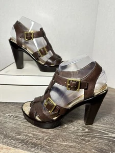 Coach Plateau-Sandalen mit Schnalle und Absatz "Jaime" Größe 7,5 M mit Karton kastanienbraun - Bild 1 von 24