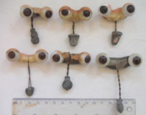 Antique Lot of 6 Pair Brown Glass Doll Eyes Rocker Weighted P6888 - Picture 1 of 4