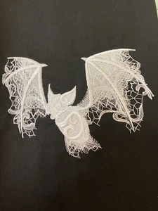 Embroidered Quilt Block/Panel. A Filigree Bat - Picture 1 of 4