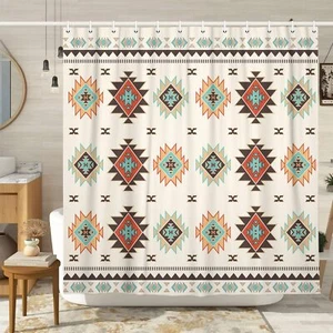 Southwestern Shower Curtain for Bathroom Decor, Southwest Native American Patter - Picture 1 of 9