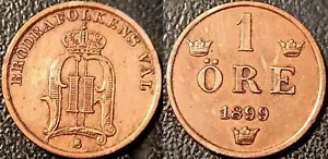 Svezia - Oscar II - 1 öre 1899 Ttb Km #750 - Foto 1 di 1