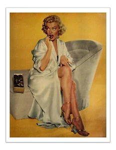 Glamouröser 50er Jahre Hollywood Starlet Vintage Kunst Poster Druck - Pin-Up Reprint - Bild 1 von 3