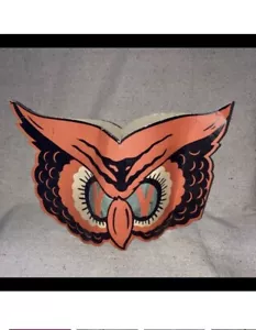Vintage 1930s 1940s Halloween Die Cut Owl Lantern Cardboard Double Sided Decor - Picture 1 of 15