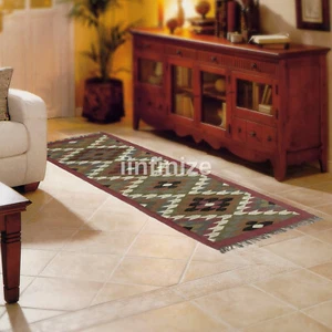 kilim Runner Wool Jute Rug turkish Stair Carpets Navajo Vintage Kilim Rug Boho - Picture 1 of 5