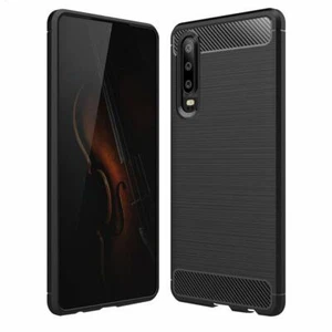 TPU Case Carbon Fiber Optik Skin Brushed Muster Hülle Bag Schwarz für Huawei P30 - Bild 1 von 6