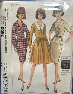 Vestido Cuello Daga De Colección McCalls Patrón de Costura Delgado Falda Completa Talla 14-16 Corte - Imagen 1 de 5