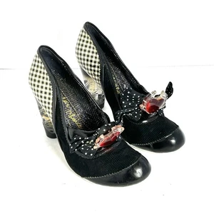 Irregular Choice ‘Im From Bury’ Heels Leather Heart Polka dots Rockabilly US 10 - Picture 1 of 14