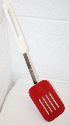 Vintage Bonny Nylon Slotted Spatula Turner Red/White Heat Resistant USA euc! - Image 1 of 4