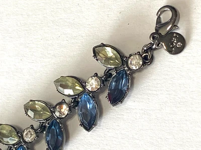 LOFT Ann Taylor Pulsera Gunmetal Gris Azul Citrino Amarillo Bisutería 7.5" Foto 1 de 4